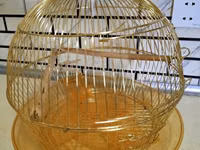 Qızılı rəngdə dairəvi quş qəfəsi - Material: metal tel konstruksiya — 照片 1
