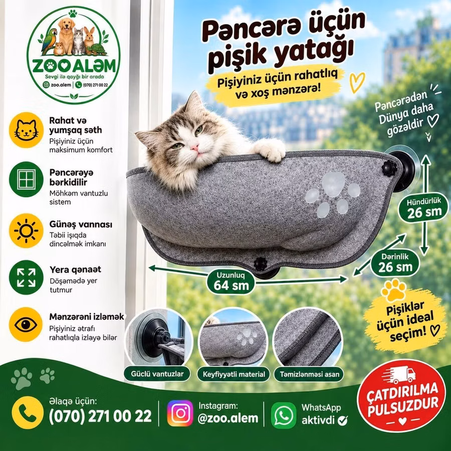 Pişik üçün yataq (lejanka) Şəkildəki məhsul pişiklər üçün nəzərdə