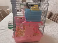 Siçan/hamster ile 2 mərtəbəli!qəfəs dəsti 'qızdı yemək və qumu ile — Foto 2