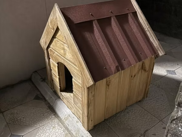 Taxta it evi - Material: möhkəm təbii ağac lövhələrindən yığılmış