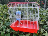 Qırmızı-ağ quş qəfəsi - Material: metal barmaqlıqlar və plastik — 照片 1
