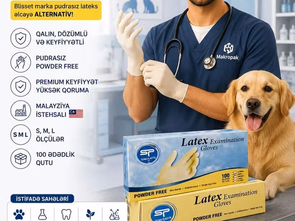 🧤 SP LATEX — PUDRASIZ LATEX ƏLCƏK Blisset marka pudrasız lateks