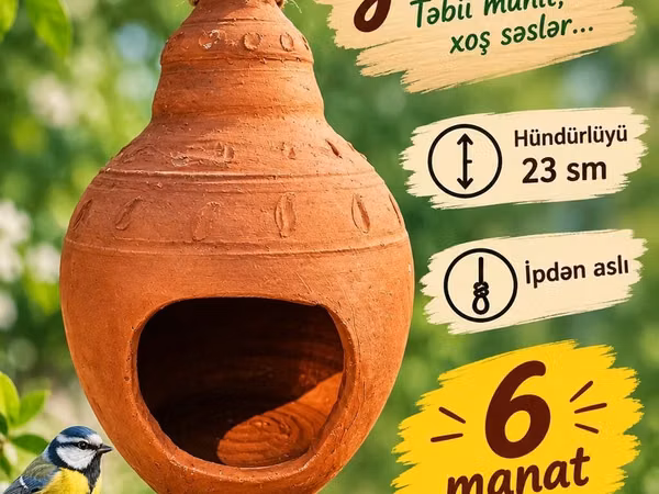Quş yuvası – təbii mühit, xoş səslər - Material: gil/keramika