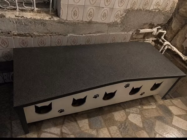 Çox bölməli pişik evi/bench - Material: gücləndirilmiş ağac/MDFlam