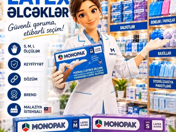🧤 MONOPAK — Pudralı və pudrasız lateks əlcəklər! Müxtəlif iş