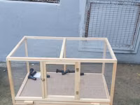 Taxta və metal torlu heyvan qəfəsi - Material: təbii ağac karkas, sıx — foto 1