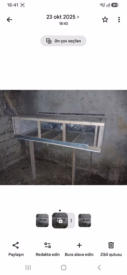Bildirçin qəfəsi Uzunluq 152sm En 76sm Hündürlük 40sm Hazır