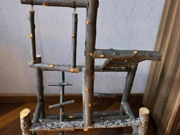 Игровая площадка для попугаев из натуральной яблони – Ручная работа