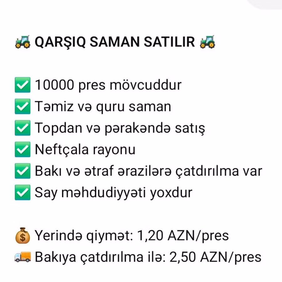 Saman presi satilir istenilen sayda var yeri de 1.2 baki ve baki
