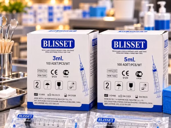 💉 BLISSET rezbali şprislər 3 ml və 5 ml ölçülərdə, hər qutuda 100