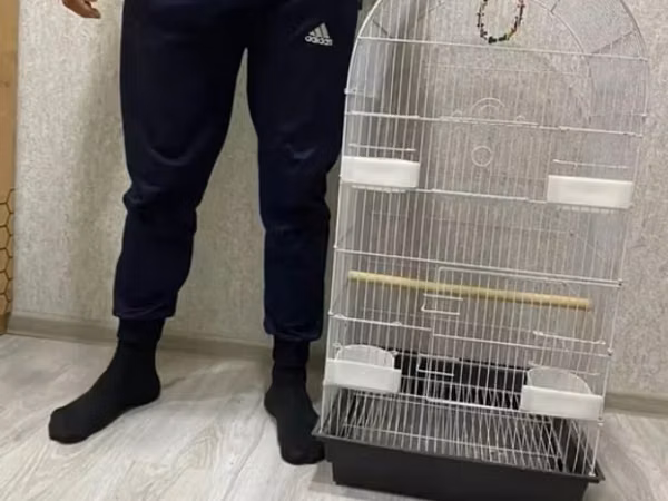 Watsapla yiğ Quş qəfəsi — iri ölçülü, ağ metal barmaqlıqlı, yarımdairə