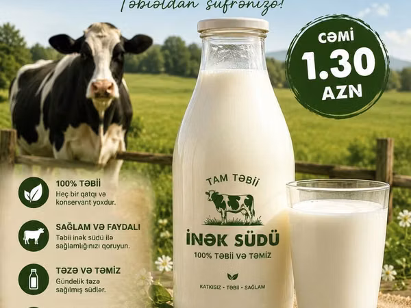 Tam təbii inək südü – Təbii, təmiz və qatqısız! Məhsulun