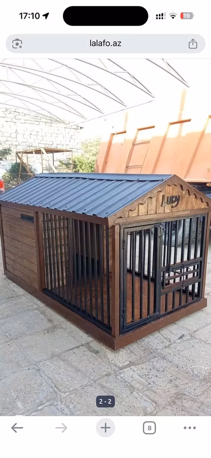 İt üçün geniş volyer/budaqa - Material: möhkəm taxta karkas və metal